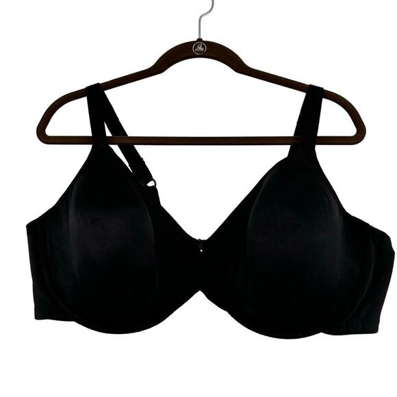 Barely Breezies T-Shirt Bra 44D Black Underwire Modesty Lined Full Coverage - Picture 1 of 7
